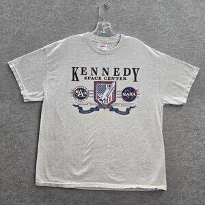 VINTAGE Kennedy Space Center Men Shirt XL Gray Nasa Graphic‎ Y2K Tee READ